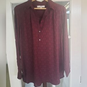 LOFT pop-over, long sleeve, button cuff, collared shirt, M